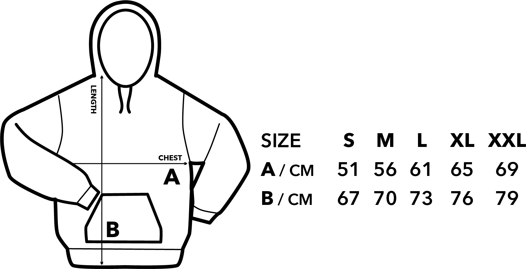SIZE CHART CLASSIC HOODIE
